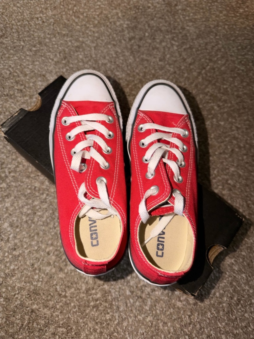 Converse Red Canvas Low Top Sneakers (Box Label) - Picture 3 of 4